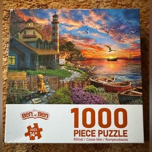 1000-Piece Sunset Lighthouse Puzzle - Colorful Multicolor